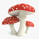 3d Amanita Mushrooms